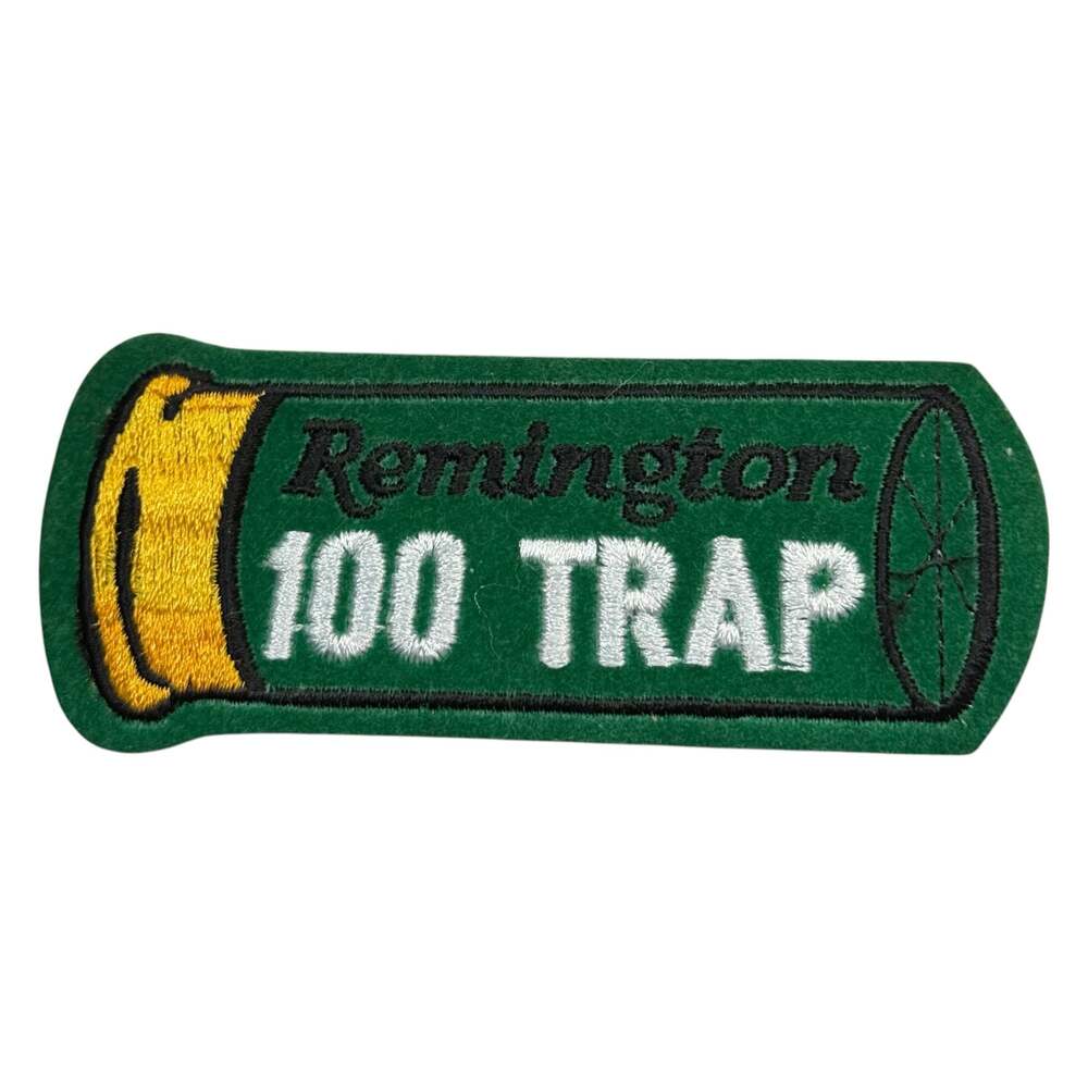 Vintage Remington 100 Trap Shotgun Shell Green Embroidered Patch Hunting Gun 4x1